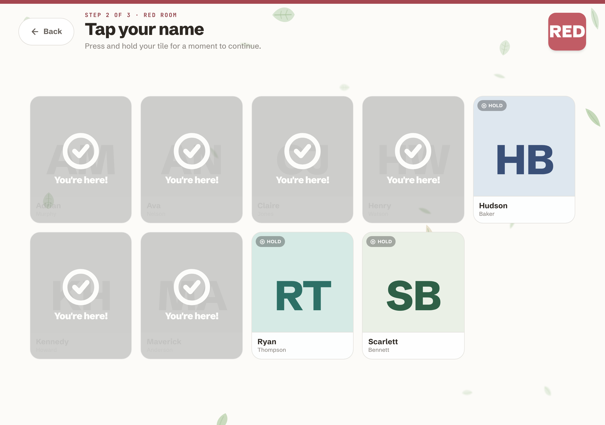 The Arrival Portal student picker, where a child taps their own name